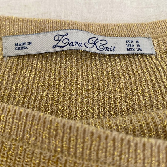Zara Metallic Gold Knit Sweater - Picture 3 of 6